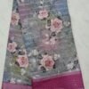 Linen cotton saree with silver Jerry stripes
